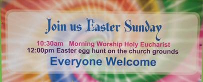 A colorful poster with the words " join us easter sunday ".