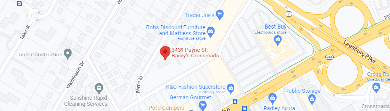 A map of the location of bailey 's crossroads.